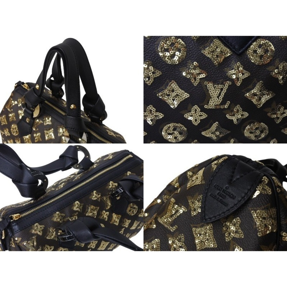 Louis Vuitton handbag Monogram Black all Eclipse Speedy sequins leather - Picture 5 of 8